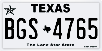 TX license plate BGS4765