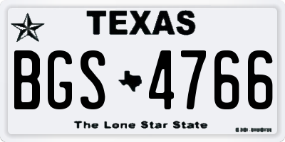 TX license plate BGS4766
