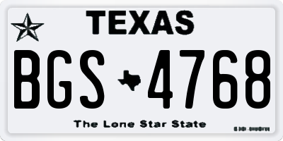 TX license plate BGS4768