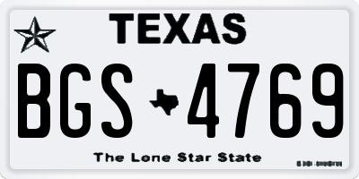 TX license plate BGS4769
