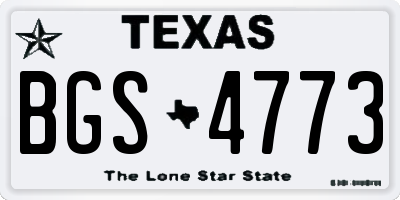 TX license plate BGS4773
