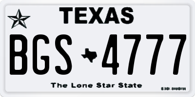 TX license plate BGS4777