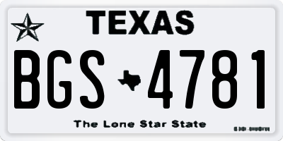TX license plate BGS4781