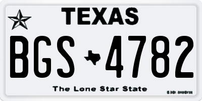 TX license plate BGS4782