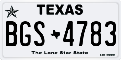 TX license plate BGS4783