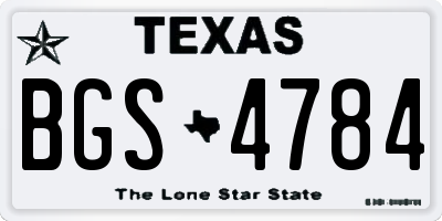 TX license plate BGS4784