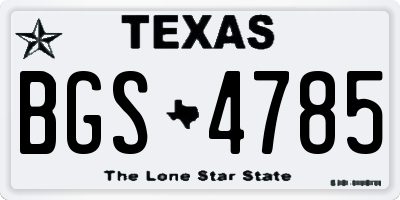 TX license plate BGS4785