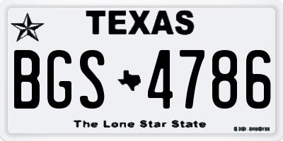 TX license plate BGS4786