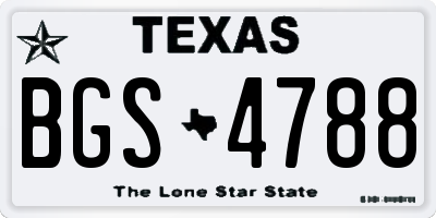 TX license plate BGS4788