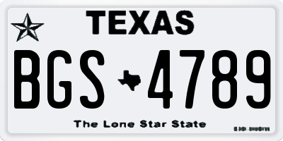 TX license plate BGS4789
