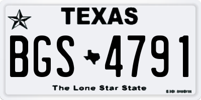 TX license plate BGS4791