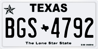 TX license plate BGS4792