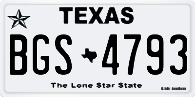 TX license plate BGS4793