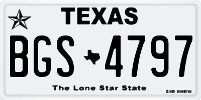 TX license plate BGS4797