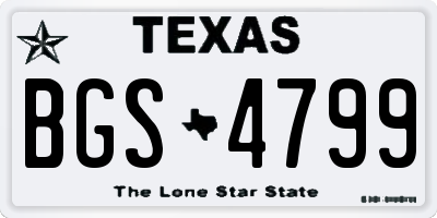 TX license plate BGS4799