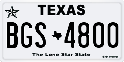 TX license plate BGS4800
