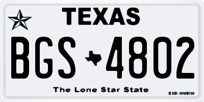 TX license plate BGS4802