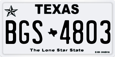 TX license plate BGS4803