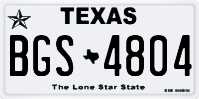 TX license plate BGS4804