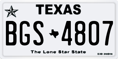 TX license plate BGS4807