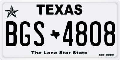 TX license plate BGS4808