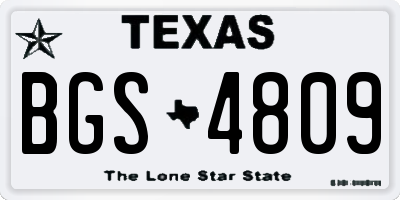 TX license plate BGS4809