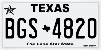 TX license plate BGS4820