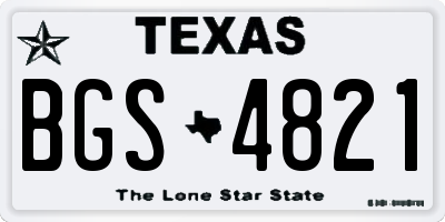 TX license plate BGS4821