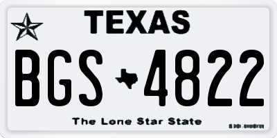 TX license plate BGS4822