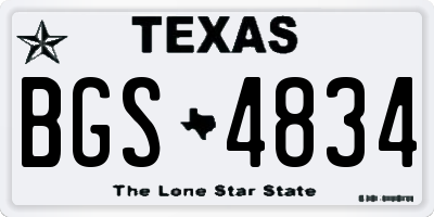 TX license plate BGS4834