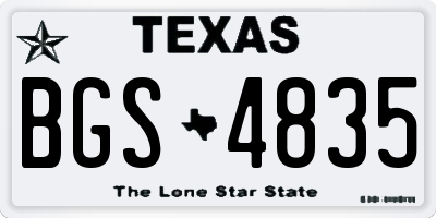 TX license plate BGS4835