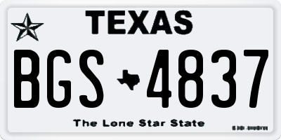 TX license plate BGS4837