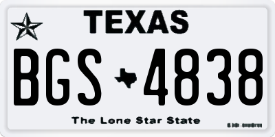 TX license plate BGS4838