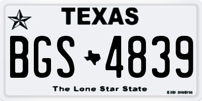 TX license plate BGS4839