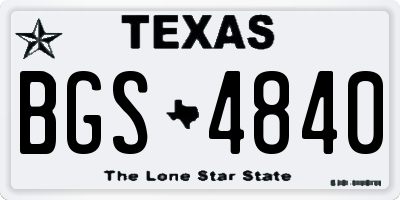 TX license plate BGS4840