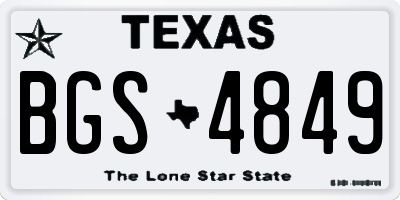 TX license plate BGS4849