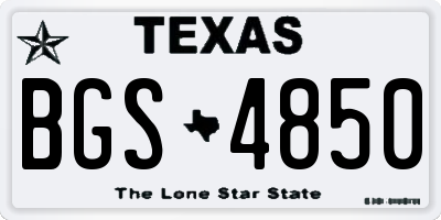 TX license plate BGS4850