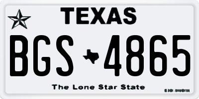 TX license plate BGS4865