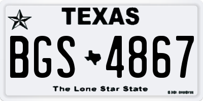TX license plate BGS4867