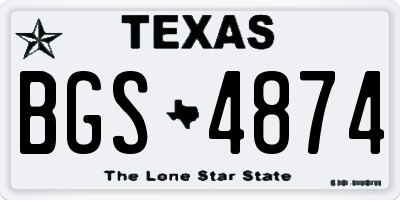 TX license plate BGS4874