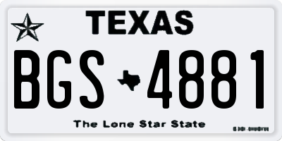 TX license plate BGS4881