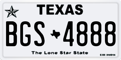 TX license plate BGS4888