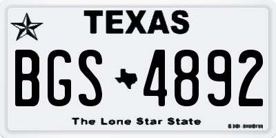 TX license plate BGS4892