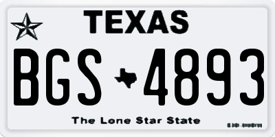 TX license plate BGS4893