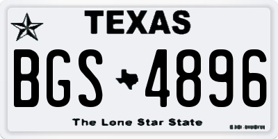 TX license plate BGS4896