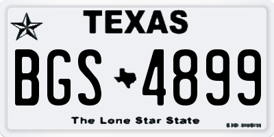 TX license plate BGS4899