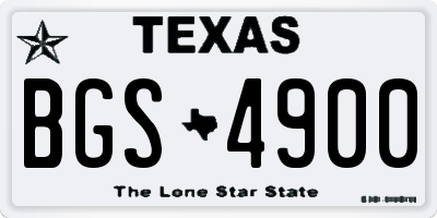 TX license plate BGS4900