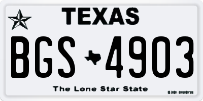 TX license plate BGS4903