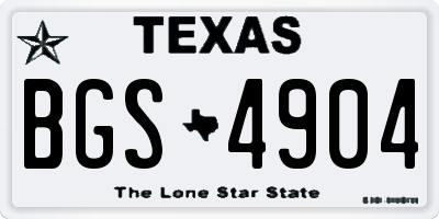 TX license plate BGS4904
