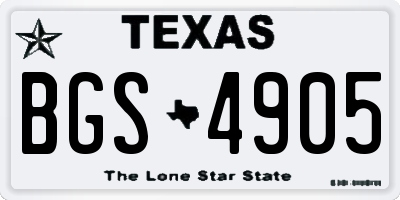 TX license plate BGS4905